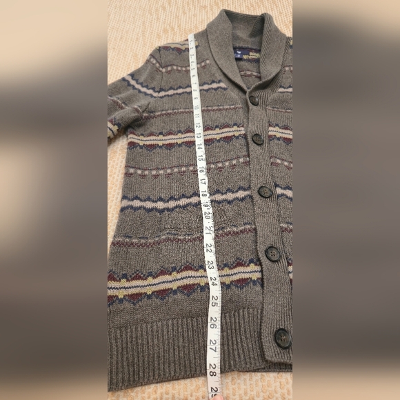 Gap Sweater Mens Medium Gray Shawl Cardigan Button Up Western Navajo Knit Hiking - Picture 4 of 12
